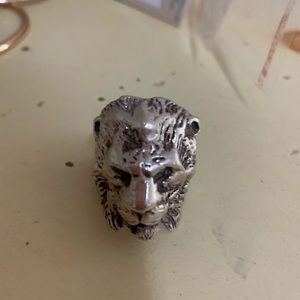 Vintage sterling silver tiger motorcycle ring.